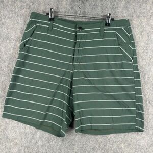 Lululemon Shorts Mens 34 Green Striped 9 Inch Golf Athletic Lightweight Pockets